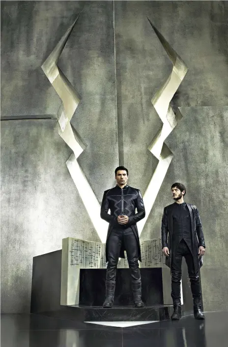  ?? ABC / Michael Muller ?? From top, Anson Mount and, right, Iwan Rheon play brothers Black Bolt and Maximus in Marvel’s Inhumans, alongside Sonya Balmores as Maximus’s compatriot Auran