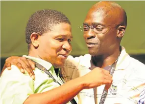  ?? Picture: Sydney Seshibedi ?? Malusi Gigaba, right, a former ANC Youth League president, with another former ANCYL leader, Fikile Mbalula. The writers argue that instead of fulfilling the mission of their generation, some youth leaders have created exclusive boys’ clubs that thrive on patronage.