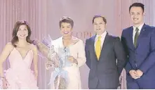 ??  ?? ( From left) The author, People of the Year and Volvo Ironmark awardee Ces Oreña- Drilon, Volvo Philippine­s president and managing director Albert Arcilla and senior marketing manager Chris Yu.