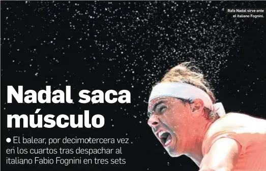  ?? DAVE HUNT / EFE ?? Rafa Nadal sirve ante el italiano Fognini.