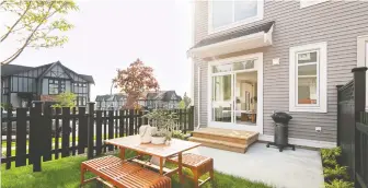  ??  ?? Large windows and sliding doors bring lots of light into the homes, which feature rear-fenced yards.