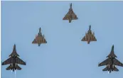  ?? — PTI ?? Precision strike carried out by Mirage 2000s against a dummy target by the squadron that carried out the Balakot air strike on February 26, 2019 on the occasion of its second anniversar­y on Saturday.