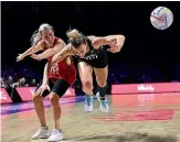  ?? GETTY IMAGES ?? The physical commitment of the Silver Ferns at the World Cup is epitomised by Katrina Rore during the semifinal against England.