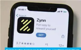  ?? —AFP ?? The Apple App Store download page for the app Zynn, a new Chinese owned video platform, in Washington, DC.