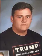  ?? PHOTOS COURTESY OF JOSEPH BERARDO, JR. ?? Wall Township High School junior Grant Berardo's Donald Trump T-shirt was digitally altered in the school's yearbook (inset).