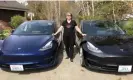  ?? Photograph: Theresa Ramsdell ?? Theresa Ramsdell with her two Teslas.