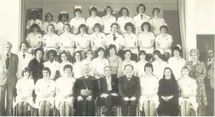  ??  ?? ●●A line-up of the former Birch Hill Hospital student nurses from the 1970s