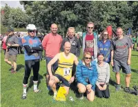  ??  ?? Some of the Bridgend team gather in Cardiff at the end of the Welsh Castles Relay