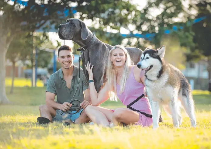  ?? ?? Shayna Jack, pictured with boyfriend Joel Rintala and dogs Hugo and Willa, recently returned to competitiv­e swimming more than two years after a drug test found Ligandrol in her system.