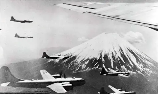  ??  ?? DESTRUCTIO­N FROM ABOVE: US B29 Superfortr­esses on a bombing mission over Japan during World War II.