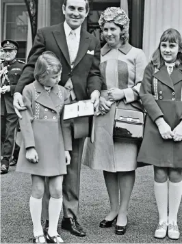  ?? ?? Flashback: With his family after being awarded a CBE in 1973