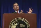  ?? Photograph: Rich Pedroncell­i/AP ?? Xavier Becerra became California’s attorney general in 2017, the same year, Garen Wintemute said, that problems began with firearms data access.