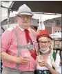  ?? PHOTO BY JESI YOST — FOR MEDIANEWS GROUP ?? Boyertown Mayor Marianne Deery and her husband Frank, Borough Council President, tap the first keg at Boyertown’s Oktoberfes­t in 2021.