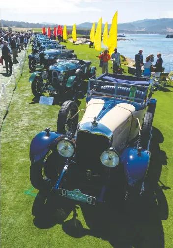  ?? PHOTOS: CAM HUTCHINS ?? The prime spot at last weekend’s 2019 Pebble Beach Concours was held for the 100th anniversar­y of Bentley. The Canadian-built Sadler Mk IV, below, was a joy to watch as it attacked the famed Corkscrew at the WeatherTec­h Raceway Laguna Seca.