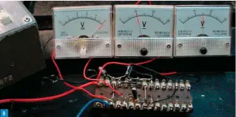  ?? ?? Fig. 8: Showing the addition of the voltages in the tripler circuit. Fig. 9: A times ten multiplier! Fig. 10: Showing the ten times output voltage of Fig. 9. Fig. 11: Two types of SCR. Fig. 12: Using an ammeter to monitor current through an SCR. Fig. 13: Increasing the gate voltage leads to current flowing through the SCR. Fig. 14: Using an SCR in a ‘crowbar’ circuit. 8