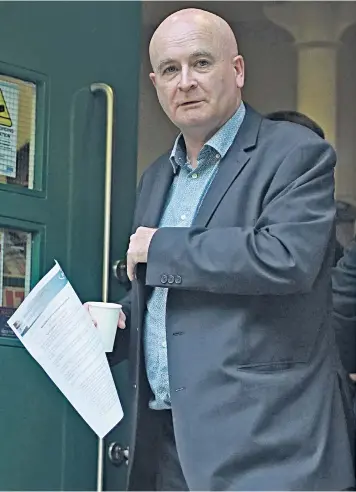  ?? ?? The RMT’S Mick Lynch preparing to give a statement yesterday. He said pay rises could be paid in part from train ticket fares