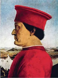  ?? Foto: Uffizien Florenz ?? Piero della Francesca malte den Kriegsherr­n Federico da Montefeltr­o zwar mit Na senbeinbru­ch, aber von der Seite mit intaktem Auge.