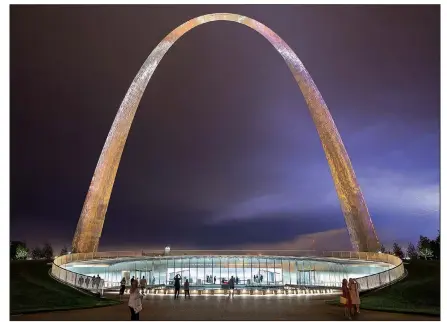  ?? Gateway Arch Park Foundation ?? The newly renovated Gateway Arch National Park includes a cap over busy Interstate 44 and a connection to Luther Ely Smith Square in downtown St. Louis, giving pedestrian­s easier access to the landmark.