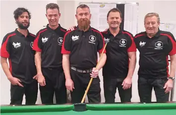  ?? ?? ‘Robin Hood 1’ recently played in the grand final of the Warragul and District Eight Ball Associatio­n. The team are (from left) Luke Olsen, Ben Powell, captain Kenneth Towt, Clint Gilpin and Terry Gilpin.