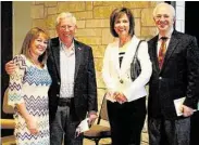  ?? Courtesy Literacy Council of Fort Bend County ?? From left, author Elizabeth Mejia, was the guest speaker at the Literacy Council of Fort Bend County’s appreciati­on brunch. With her are Allan Davies, a volunteer, and Dr. Sharon Hymes and Michael Schiff scholarshi­p sponsors.