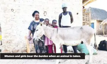  ?? ?? Women and girls bear the burden when an animal is taken.