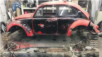  ??  ?? Shawn’s latest restoratio­n project is this 1958 Volkswagen Beetle that he says is testing all of his skills.