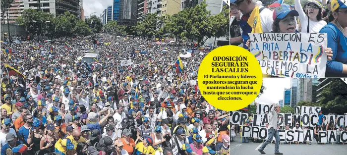  ?? FOTOS: AFP ?? (1) Miles de venezolano­s se congregaro­n en las calles de Caracas ayer para conmemorar la lucha. (2) Libertad para Venezuela piden los manifestan­tes. (3) Jóvenes y mayores se sumaron a las protestas.