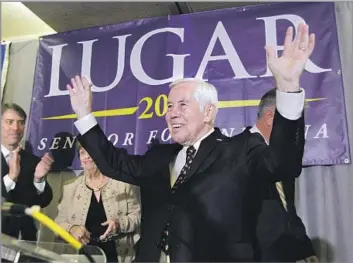  ?? DARRON CUMMINGS Associated Press ?? SIX-TERM SENATOR Richard Lugar in 2012, the year he lost in the Republican primary to a tea party-backed candidate. Lugar often worked with Democrats, and he helped create a program to dismantle former Soviet nuclear weapons.