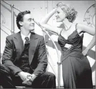  ??  ?? Erich Bergen and Rachel York share a shipboard moment in Anything Goes, onstage this week at Fayettevil­le’s Walton Arts Center.