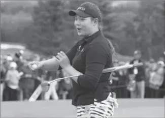  ?? JEFF MCINTOSH, THE CANADIAN PRESS ?? Ariya Jutanugarn, pictured, of Thailand shot a 6-under-par 66 on Sunday. Hamilton’s Alena Sharp was the top Canadian in the tourney, shooting 5-under on the final day to finish seven back of Jutanugarn.