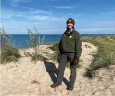  ?? ?? Geologist Laura Brennan poses in Indiana Dunes National Park in Indiana.