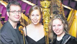  ??  ?? MAGICAL: Trio Verlaine flautist Loran McGhee, violist David Harding, and harpist Heidi Crutzen.