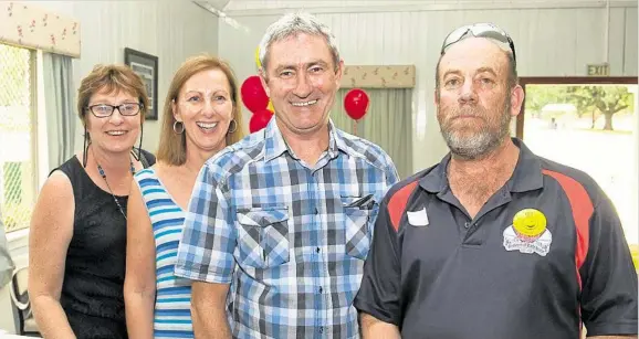  ?? PHOTOS: NEV MADSEN ?? Rememberin­g happy times at T.T Hardware are (from left) Janette Lax, Anne Murray, Wayne Murray and Kev Barton.