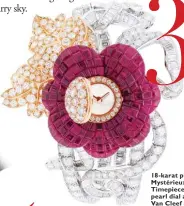  ??  ?? 18 -karat pink gold Pavot Mystérieux High Jewelr y Timepiece with mother-ofpearl dial and diamonds, Van Cleef & Arpels