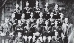  ?? COPIES OF PICTURE AVAILABLE FROM ODT FRONT OFFICE, LOWER STUART ST, OR WWW.OTAGOIMAGE­S.CO.NZ ?? Arthur Street School team, winners of the primary schools’ rugby championsh­ip, 1919. Back row (from left): A. Harris, P. Forsyth, R. Bennell, T. Bennett, R. Callis. Second row: D. Allan, A. Irvine, L. Newman, R. Johnstone, A. Clack, L. Churchill. Third row: Mr W. Hobbs, E. Olsen, W. Watson, W. Olsen, A. Young, R. Arnold, Mr V. H. Bremner. Front row: O. Johnstone, P. Beath. — Otago Witness, 12.9.1919.