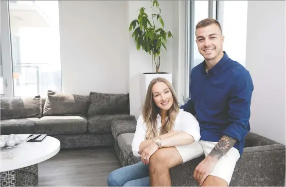  ?? SUPPLIED ?? Jean-Gabriel Pageau and his wife Camille moved into their Dale apartment on July 13. They are especially enamoured of its spectacula­r views.