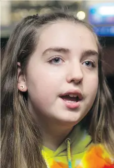  ?? JASON PAYNE ?? “We want everyone to feel comfortabl­e with their own bodies,” says WE Day attendee Trinity Carlson, a Grade 7 student at William A. Fraser middle school in Abbotsford.