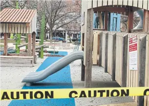  ?? KELSEY WILSON TORONTO STAR ?? Those who ignore a provincial order to stay out of recreation­al facilities, including playground­s, basketball courts and dog parks, risk a fine of up to $100,000 and one year in jail.
