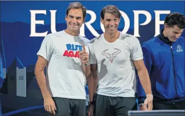  ??  ?? TENIS
MASTERS 1.000 DE CANADÁ
Roger Federer y Rafa Nadal formaron parte del equipo de Europa en la Laver Cup de 2019.