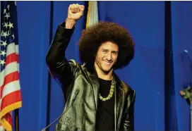  ?? MATT WINKELMEYE­R / GETTY IMAGES ?? Colin Kaepernick speaks onstage at the ACLU SoCal Hosts Annual Bill of Rights Dinner on Dec. 3 in Beverly Hills, California.
