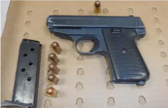  ?? COuRTESy BOSTON POlicE DEPaRTMENT ?? OFF THE STREETS: Boston Police officers recovered two firearms and made two arrests in Dorchester Saturday night.