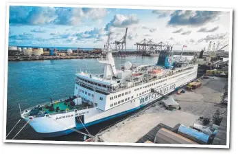  ?? Picture: Contribute­d ?? HOSPITAL SHIP: The Africa Mercy ship docked in Benin in 2017.