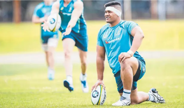  ?? Picture: RUGBY.COM.AU ?? PUT TO TEST: Young gun Jordan Uelese trains with the Wallabies in Perth ahead of tomorrow night’s game against South Africa.