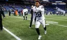  ?? Today Sports ?? Josh Jacobs celebrates his game-winning touchdown on Sunday. Photograph: Joe Nicholson/USA