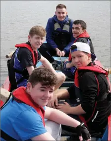  ??  ?? Edermine Rowing Club , Under 16 Boys winner in their boat Lady Marmion: Ryan Murphy (Cox), BarryCunne­a, John Kinsella, Lev Rózsa and Evan Smith.