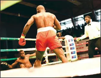  ??  ?? Action during the GOtv Boxing Night 15 at the Indoor Sports Hall, Obafemi Awolowo Stadium, Ibadan, last Sunday