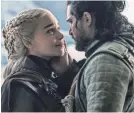  ?? HELEN SLOAN/HBO ?? Danerys Targaryen (Emilia Clarke) and Jon Snow (Kit Harington) have their final embrace.