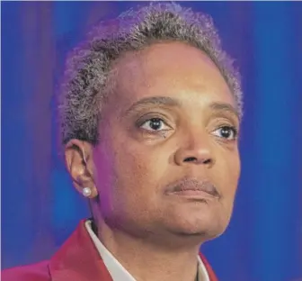  ?? ASHLEE REZIN/SUN-TIMES FILE ?? On Monday, Lori Lightfoot will be inaugurate­d as Chicago’s 56th mayor.