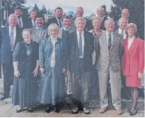  ?? PHOTOS: SUPPLIED ?? Clockwise from above: Lesley Burdon, of Glen Dene Station with Jerry Burdon. Lesley Burdon at home in her garden at Glen Dene. Queenstown Lakes councillor Lesley Burdon (front, second left) with her council colleagues in 1998.