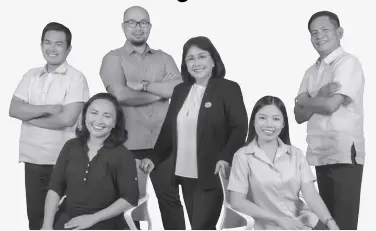  ?? ?? THE SMFI Health and Medical Program headed by Ms. Connie Angeles (standing, center) and her team composed of Dr. Bless Bertos, Dalfhen Samson, Jennifer Serrano, Albert Uy, Roma Hierro and Rolando Sagun.